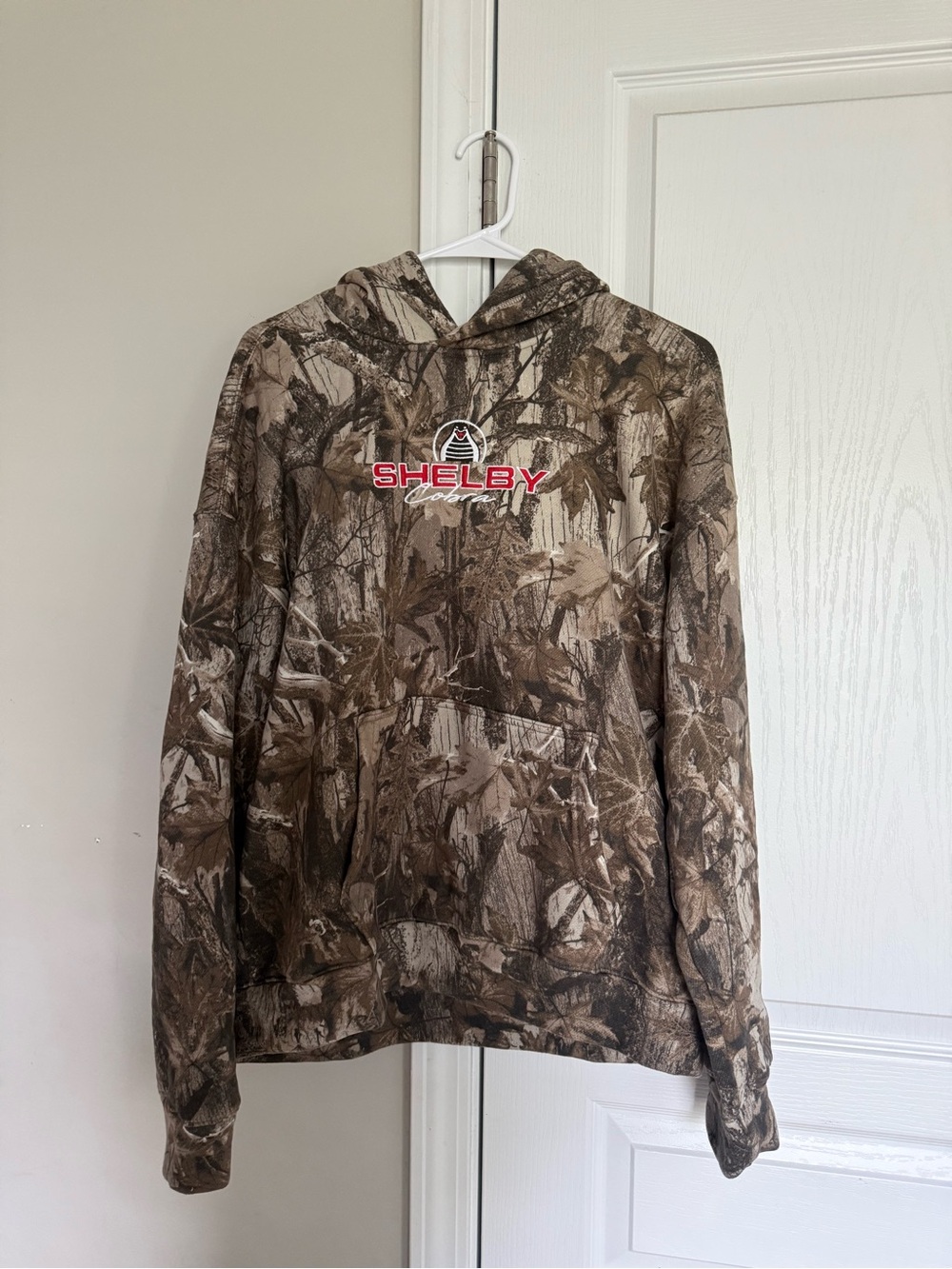 Hollister Brown Camo Pullover Hoodie with Red Shelby Logo